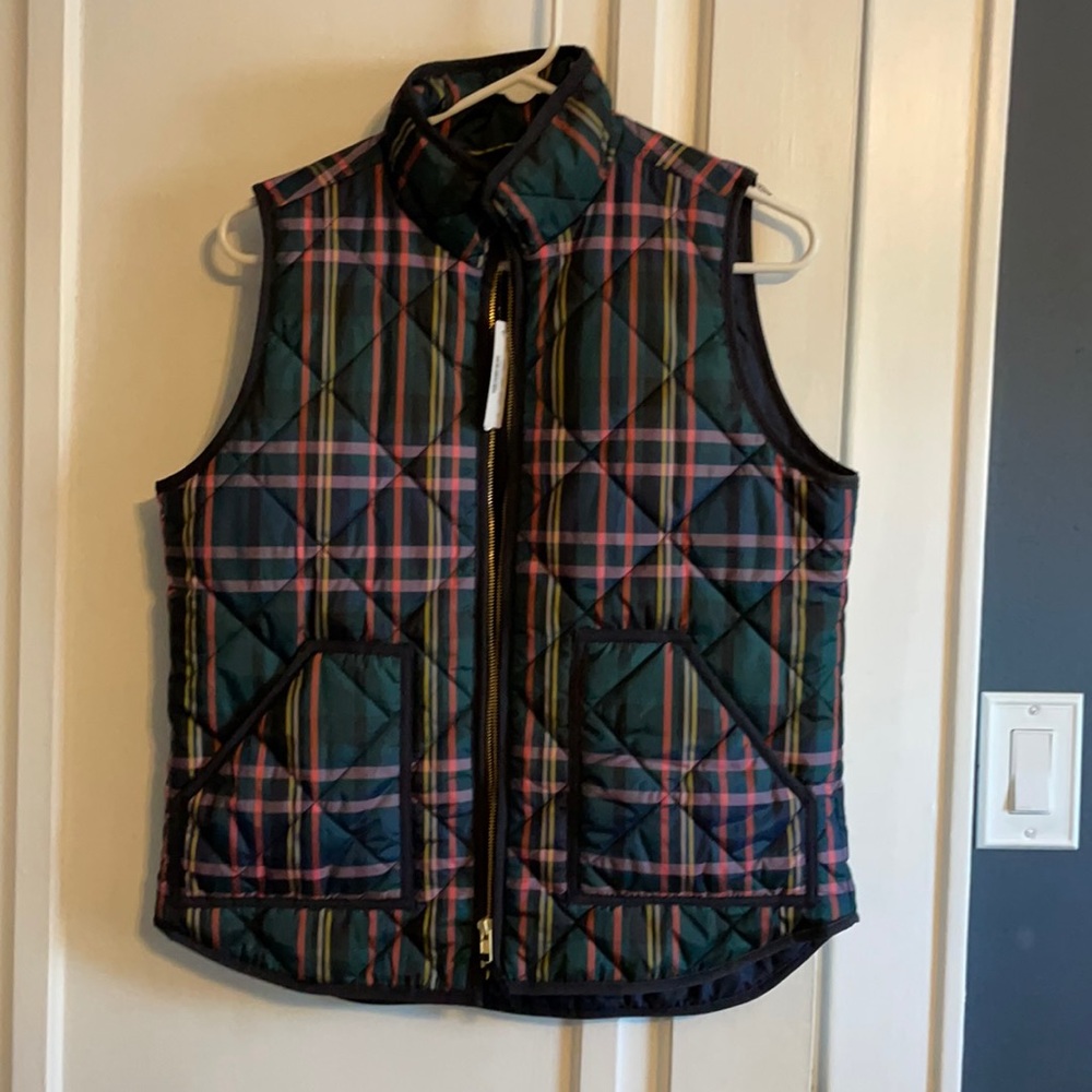 J crew Plaid Puffer Vest M